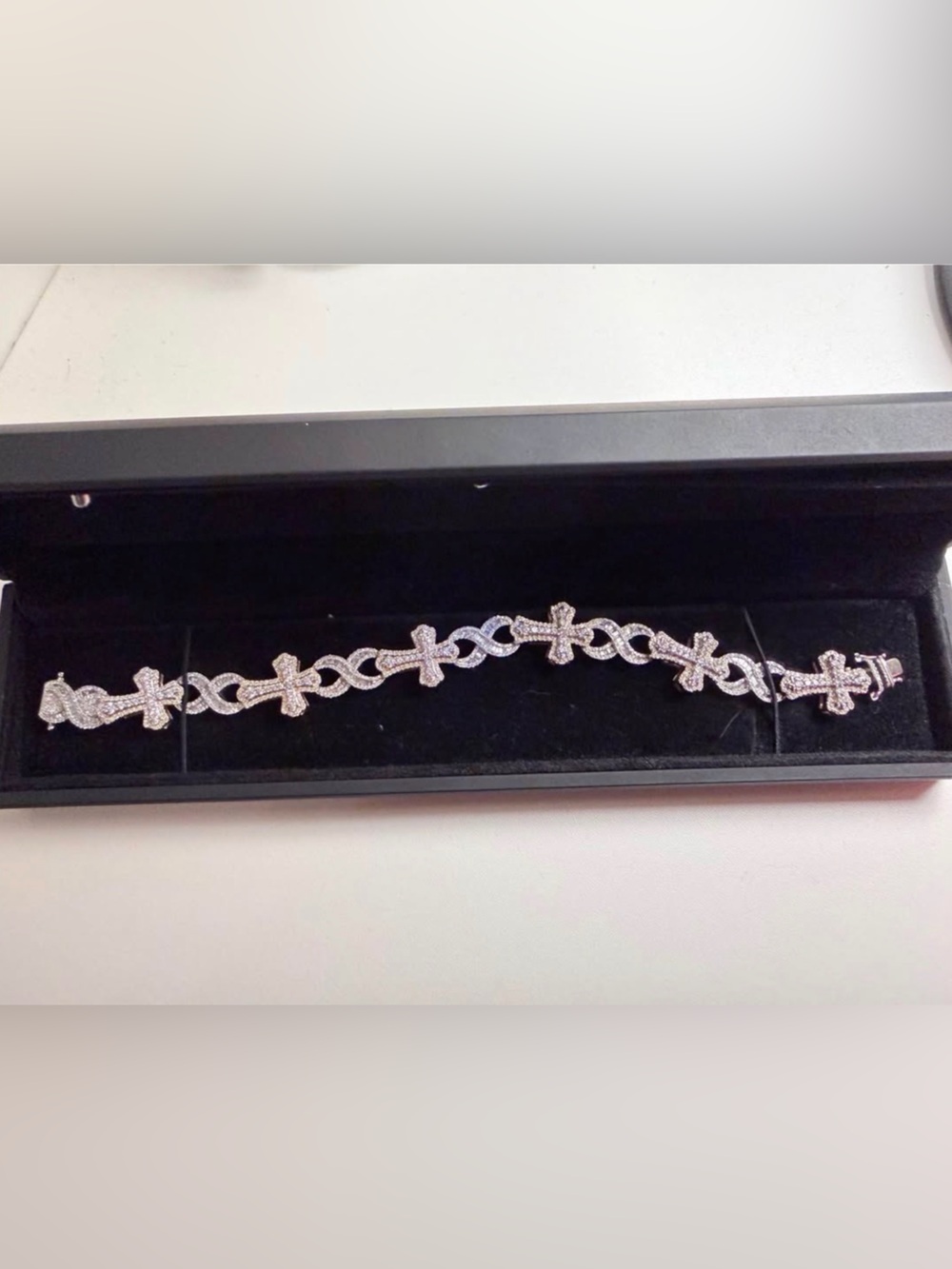Natural Diamond Infinity Gold Cross Bracelet over 30 grams and over 5 carats